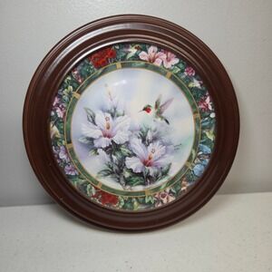 Lena Liu Ruby throated Hummingbird Collector Plate WS George Framed 1992